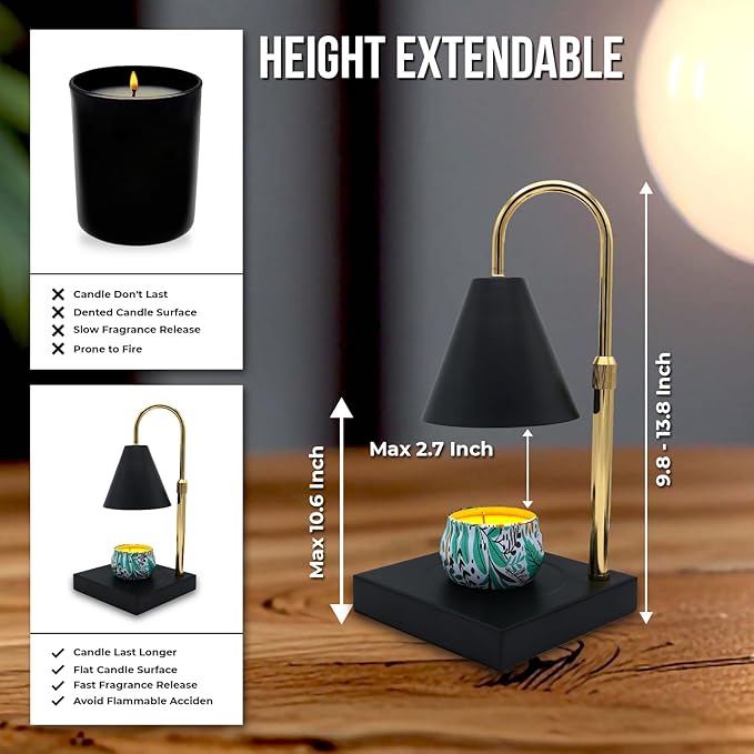 Adjustable Electric Candle Warmer Lamp with Timer - Safe & Dimmable Fragrance Diffuser for Wax Melting and Jar Candles - Modern Home Decor and Gift Ideas