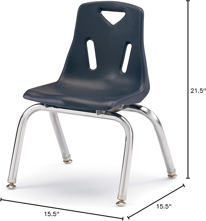 Jonti-Craft Berries 8142JC1112 Stacking Chair with Chrome-Plated Legs, 12" Height, Navy