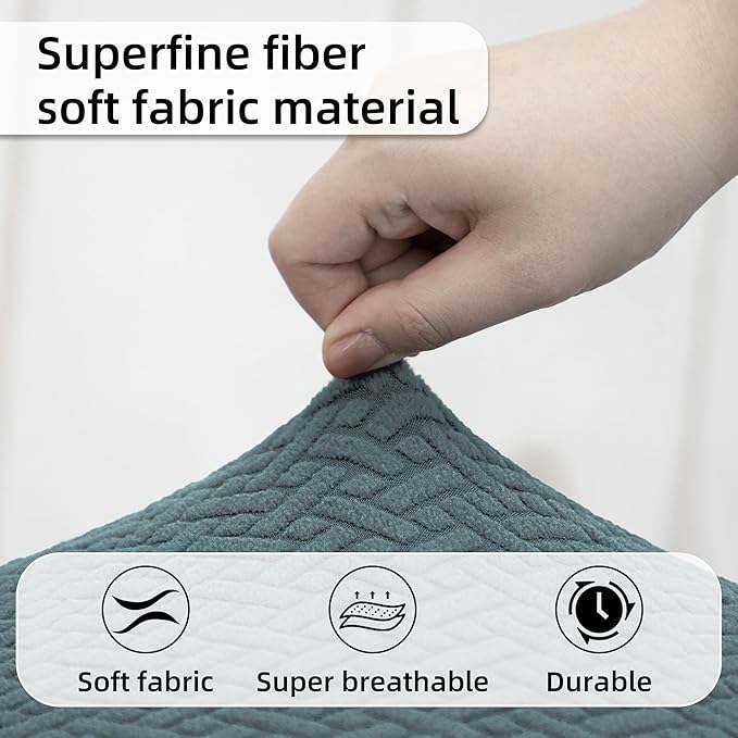 Rv Dinette Cushion Covers,Jacquard Stretchable Camper Cushion Cover,RV Cushion Slipcover,Rv Couch Cover Replacement for RV Camper Car Bench,2 Backrest Covers and 2 Bench Covers (Twill,Sea Blue)