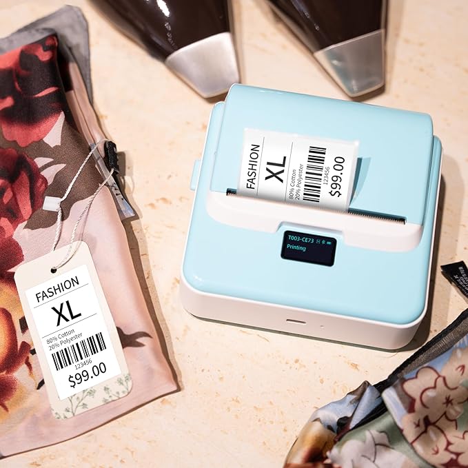 ORGSTA Label Maker Machine with Tape, T003 Thermal Label Maker, 3.15 Inch Bluetooth Label Printer Compatible with Phone & PC, Sticker Printer Barcode Thermal Maker for Small Business, Home, School