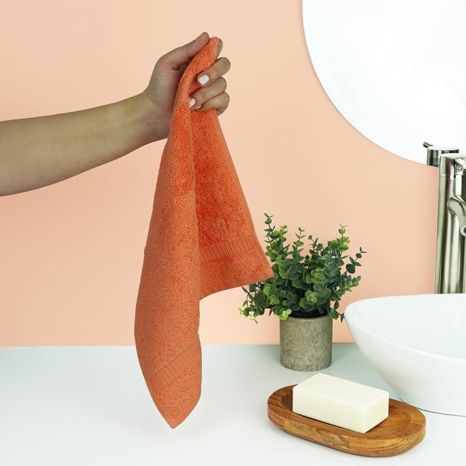 Chakir Turkish Linens | Hotel & Spa Quality 100% Cotton Premium Turkish Towels | Soft & Absorbent (Personalized 3-Piece Towel Set, Coral)