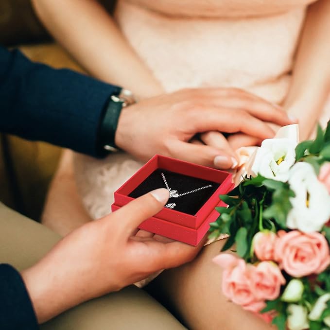 Gift Box Necklace Earring Ring Box Gift Box,12 Pieces Square Cardboard Jewelry Gift Boxes,Cotton Filled Cardboard Paper Jewelry Box Gift Case (3.5x3.5x1.25 Inches) (Red)