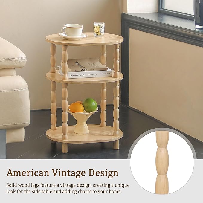 MaxSmeo End Table, Small Oval Side Table for Small Spaces, Modern Night Stand Accent Table for Living Room, Bedroom, Natural