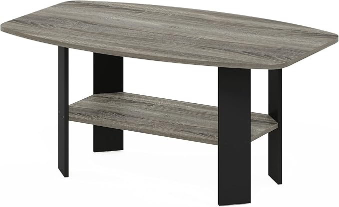 Furinno Simple Design Coffee Table, French Oak Grey/Black