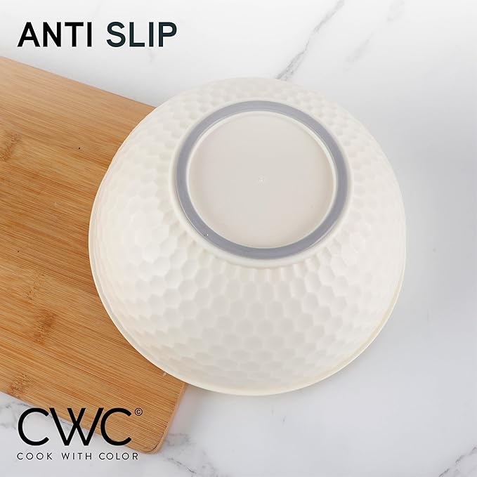 COOK WITH COLOR Mixing Bowls with Lids - 12 Piece Plastic Nesting Bowls Set includes 6 Prep Bowls and 6 Lids, Non Slip Bottom and Embossed Design - Microwave Safe (Teal)