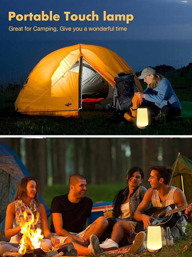 TLAOTNIY Baby Night Light, Dimmable Touch Lamp for Nursery, Portable Rechargeable Bedside Table Lamp for Bedroom, 5 Brightness&13 RGB Colors, Night Lamp for Kids Living Room Bathroom Hallways 2Pack