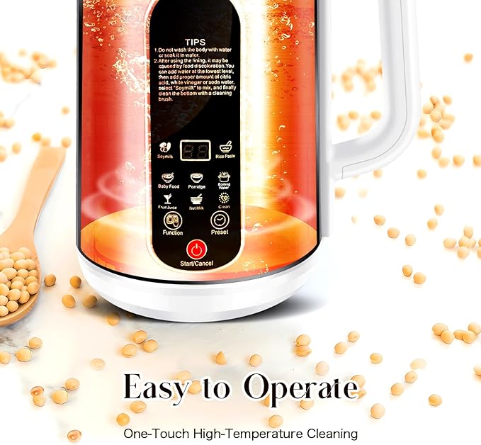 8-in-1 Nut Milk Maker Machine | 40oz Automatic Stainless Steel Milk Maker for Homemade Soy, Almond, Oat Milk, Juice, Baby Food & Non Dairy Beverages | with Delay Start/Keep Warm/Boil Water/Self-Clean