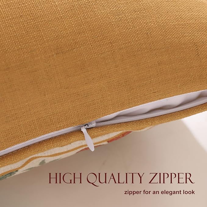 patdrea Designer Throw Pillow Covers for Couch 12"x20",Vintage French Soft Linen Pillows Cover with Beige Daisy Floral Pattern,Farmhouse Decorative Cushion for Bed,Living Room,Outdoor,Set of 2