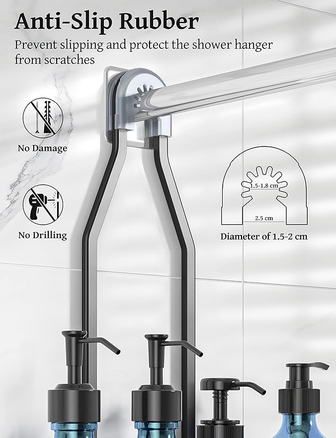 YASONIC Shower Caddy Hanging - Never Rust Shower Organizer - Aluminum over The shower head caddy with 10 Hooks for Razor/Sponge - Shower Rack with Soap Basket - Black