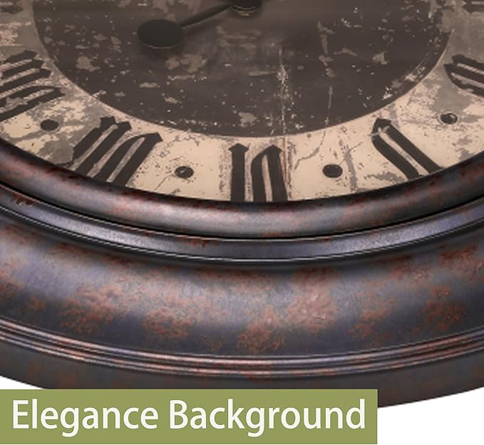 Extra Large Wall Clock, 30 Inch, Dark Bronze, Silent Non-Ticking Quartz Movement, Battery Operated, Decorative Roman Numeral, Vintage Clock Living Room, Office, Home Decor