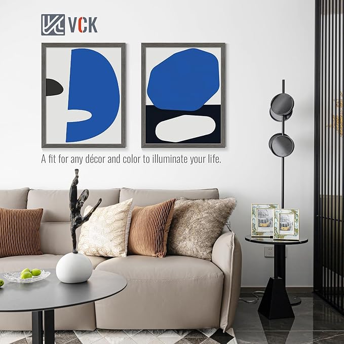 VCK 22x28 Poster Frame Set of 4 - Grey, Gallery-Quality Wood Picture Frames, 1.1-Inch Wide Border, Polished Plexiglass, Vertical or Horizontal Wall Display for Photo/Art/Prints, Grey