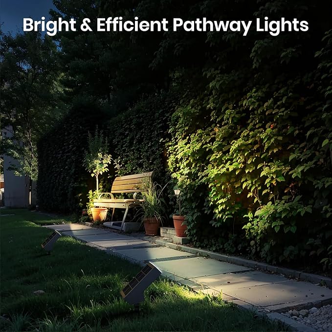 Solar Pathway Lights Outdoor, Dimmable Solar Spot Light IP65 Waterproof, 500LM 3000K Solars Outdoor Lighting for Walkway Landscape Lawn Yard