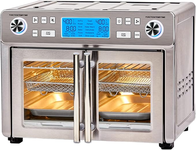 Emeril Lagasse Dual Zone 360 Air Fryer Oven Combo with French Door, 25 QT Extra Large, Cook Two Foods in Different Ways, Up to 60% Faster from Frozen to Finish