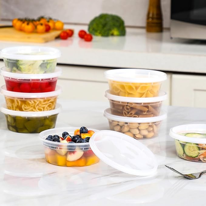 AOZITA 36 Sets 8 oz Plastic Deli Containers with Lids, Airtight Food Storage Containers, Freezer/Dishwasher/Microwave Safe, Soup Containers For Takeout Meal Prep Storage