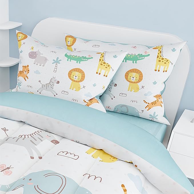 SANDJEST Animal Duvet Cover Sets Full Size for Kids Boys Girls, Include 1 Polyester Comforter Cover 80x90 Inches and 2 Pillowcases 20x26 Inches, Comforter Not Included, Gift for Christmas Birthday