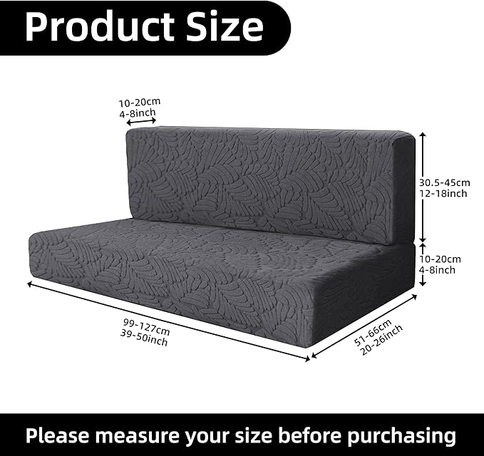 RV Dinette Cushion Covers - Jacquard Stretchable Camper Cushion Set, 2 Backrest & 2 Bench Covers (Leaves, Gray)