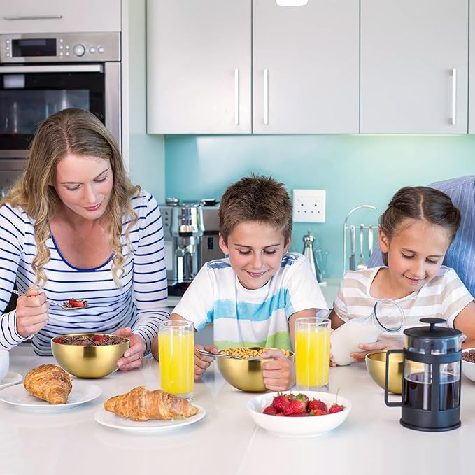 Nuogo 10 Pcs Stainless Steel Mixing Bowls Decorative Esthetician Bowls for Wedding Party Baking Prepping Serving Facial Food Salad Fruit Snack Soup Cereal(7.9 Inch,Gold)