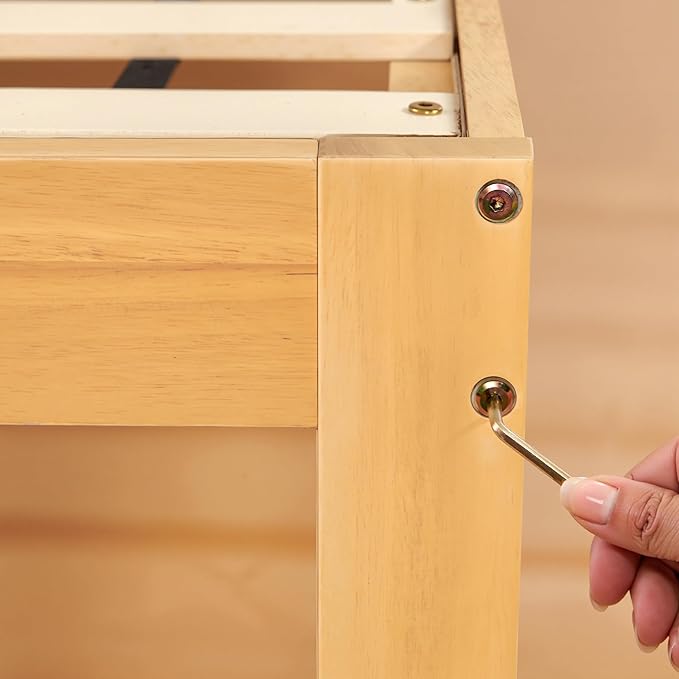 Hokway Wood Queen Bed Frame with Headboard-No Wobble,Noise-Free,Easy Assembly with Precise Holes,12 in Reinforced Center Legs,No Box Spring Needed,Natural