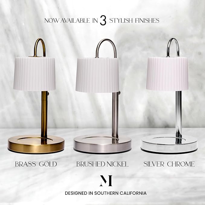 Dimmable Glass Candle Warmer Lamp with Timer - Adjustable Height Candle Lamp Warmer with Timer (8H/4H/2H) - Wax Melter - Ideal Gift, fits Various Size Scented Candles - 02 Bulb - (Silver Chrome)