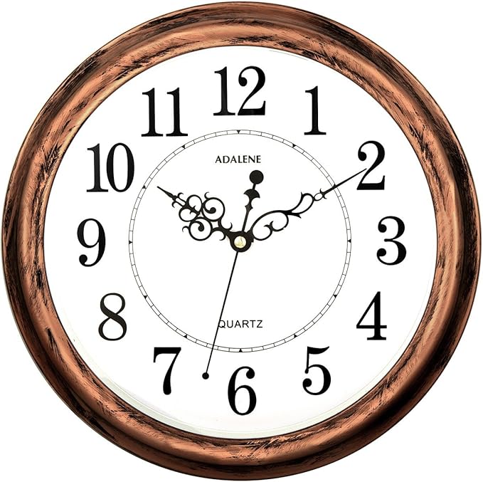 Adalene 13-Inch Decorative Wall Clock Silent Non-Ticking - Vintage Retro Rustic Battery Operated Kitchen Wall Clock - Large Wall Clocks for Living Room Décor, Office, Bathroom