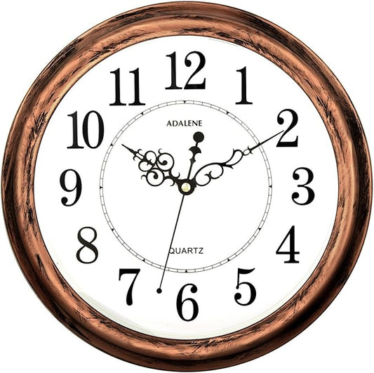Adalene 13-Inch Decorative Wall Clock Silent Non-Ticking - Vintage Retro Rustic Battery Operated Kitchen Wall Clock - Large Wall Clocks for Living Room Décor, Office, Bathroom