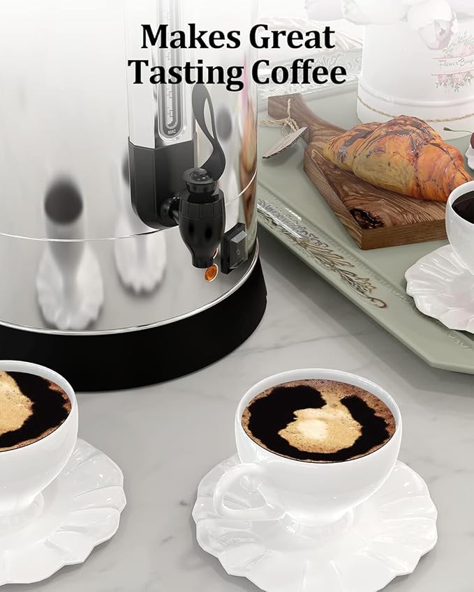 120 Cups Coffee Urn,18L Double Wall Commerical Coffee Maker for Buffet Catering Wedding Gathering,Large Capacity Hot Coffee Dispenser, Stainless Steel Hot Water Urn