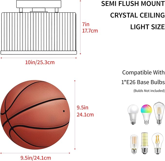 MAYNA Modern Nickel Semi Flush Mount Ceiling Light Fixture, 1-Light Glass Ceiling Light, Hallway Light Fixtures Ceiling Mount for Kitchen Entryway Bedroom Laundry Room