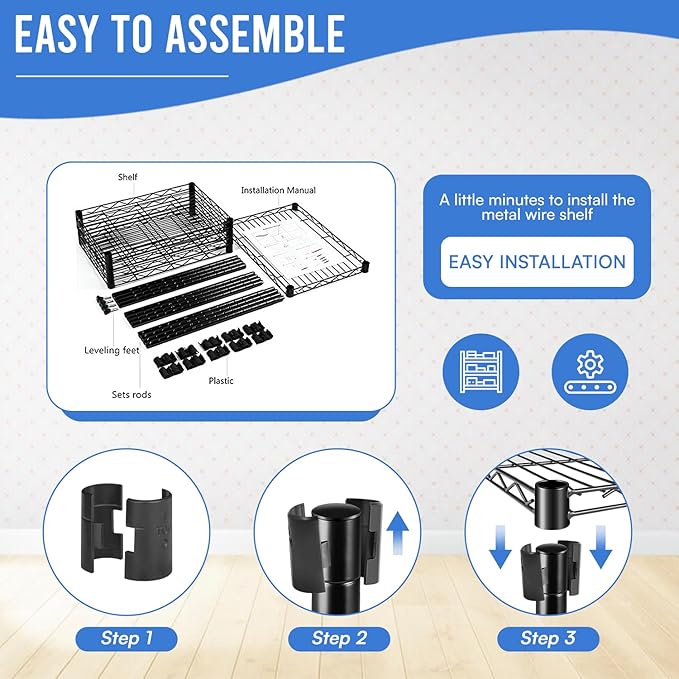 PayLessHere 6-Tier Adjustable Metal Storage Shelves - Max Load Capacity 600 lbs - Easy Assembly - 12" W x 17" D x 64" H NSF Certified - Versatile for Various Uses,Black