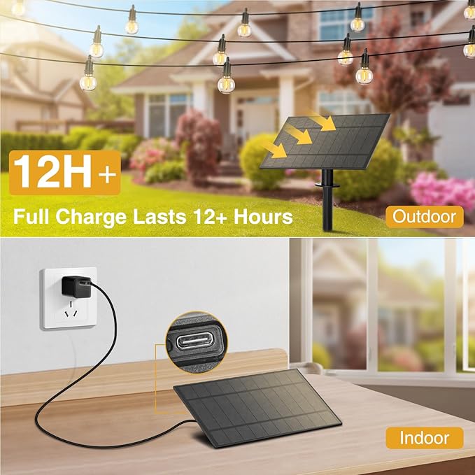 100FT Solar Lights Outdoor String Lights Waterproof G40 Patio lights Solar Powered with Remote USB Port 30+2 LED Shatterproof Bulbs 3 Light Modes, Dimmable Solar Lights for Camping for Porch Backyard