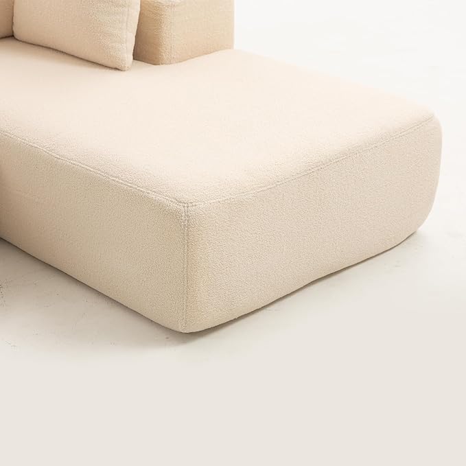 KEIKI L-Shape Cloud Sectional Sofa, 96” Modern Modular Boneless Couch with Left Chaise Lounge, Upholstered Couches for Living Room Bedroom, Beige
