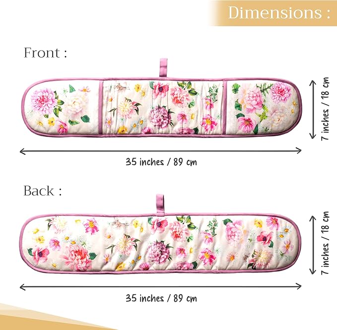 Maison d' Hermine Pivoine 100% Cotton Easter Double Oven Glove with Loop Heat Resistant for BBQ | Cooking | Baking | Grilling | Microwave | Barbecue | Spring/Summer (7.5 Inch by 35 Inch)