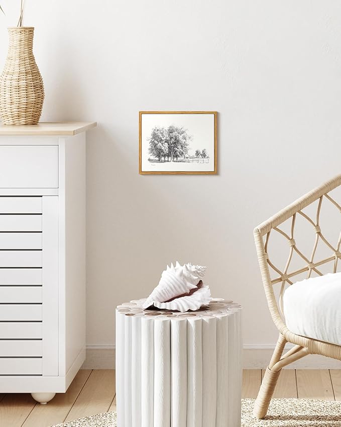 InSimSea Framed Wall Art for Living Room Vintage Tree Canvas Art Black and White Sketch Botanical Wall Decor Bedroom Artwork Farmhouse Painting Pictures Countryside Prints Rustic Gallery Office 8x10In