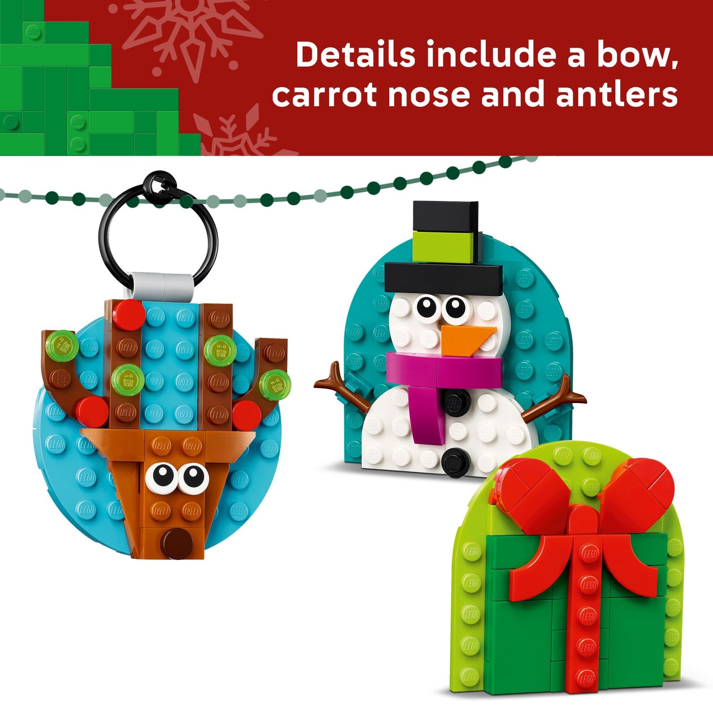 LEGO Christmas Ornament Selection Building Toys - Holiday Crafts for Family, Kids, Boys & Girls, Ages 6+ - Hanging Christmas Decorations for Tree - 40744