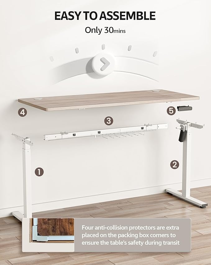 SIAGO Electric Standing Desk Adjustable - 55 x 24 Inch Sit Stand up Desk with Cable Management - 3 Memory Preset Adjustable Height Table