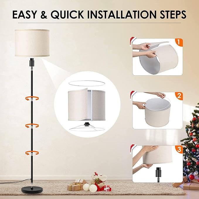 Modern Floor Lamps for Living Room Bedroom, Small Standing Lamp with Lampshade, Simple 58" Tall Lamp, Foot Pedal Switch, Black Floor Lamp for Office/Classroom/Kids Room (Bulbs Not Including)