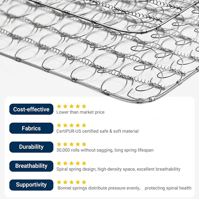 Avenco 6 Inch Twin Mattress, Foam and Spring Hybrid Mattresses in a Box, Medium Soft, Breathable Fabric & Adaptive Support, CertiPUR-US Certified, Twin Size Mattress in Guest and Kids Bedroom