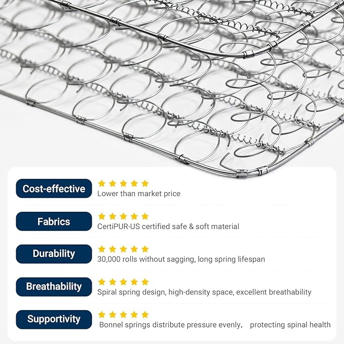 Avenco 6 Inch Twin XL Mattress, Twin Bed Mattresses in a Box, Medium Soft, Breathable Fabric Cover & Adaptive Support, CertiPUR-US Certified, Twin XL Size Mattress in Guest and Kids Bedroom