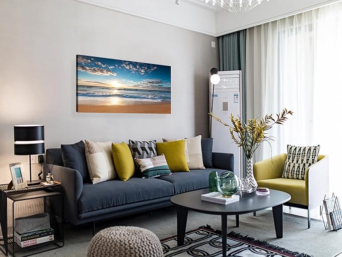 YYYYHPP YP1962 Beach Sunrise Over The Tropical Sea Pictures Print on Canvas Wall Art for Home Decor, Stretched and Framed, Easy to Hang