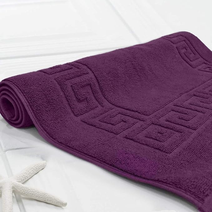 DAN RIVER Greek Bath Mat - Purple Passion, 100% Ring Spun Cotton, Pack of 2, 20x32 inches, 800 GSM, Non-Slip, Absorbent, Quick Drying, Machine Washable Bathroom Floor Mats for Shower, Kitchen & Bath