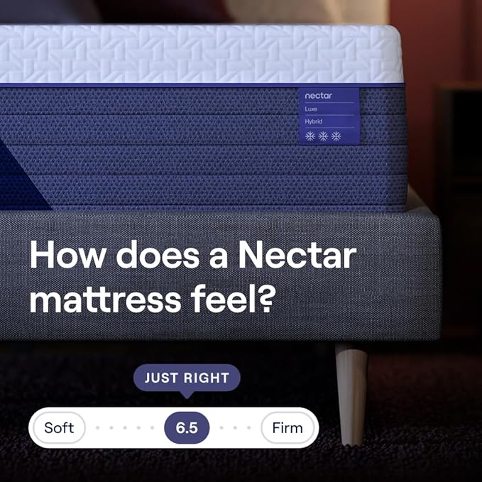Nectar Luxe Hybrid 14” Full Mattress - Medium Firm - Memory Foam & Innerspring Coils - Cooling Fibers - 3” Pressure Relief Layer - Mattress in a Box - 365-Night Trial & Forever Warranty