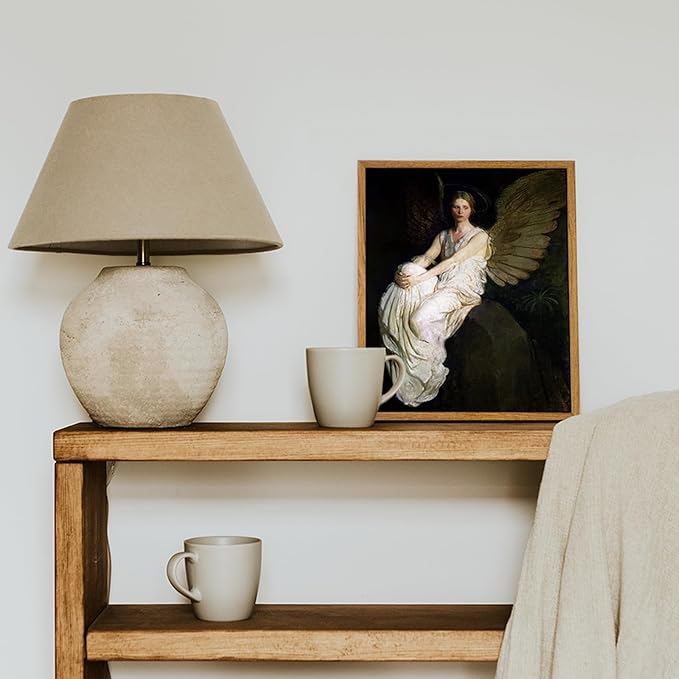 InSimSea Framed Wall Art for Living Room Home DecorStevenson Angel Vintage America Country Memorial Classical Oil Painting Prints Decorative for Living Room Bedroom Office Wall Decor 9x11in