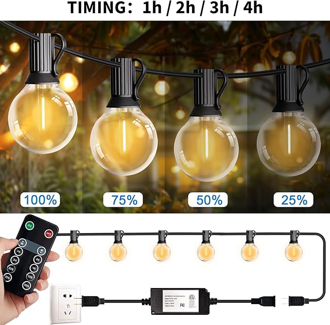 HISTAR LED 30FT Outdoor String Lights with Remote Waterproof Patio Lights 27 Dimmable G40 Bulbs, Outdoor Globe String Lights Decorative Backyard Bistro Garden Balcony Cafe Lights