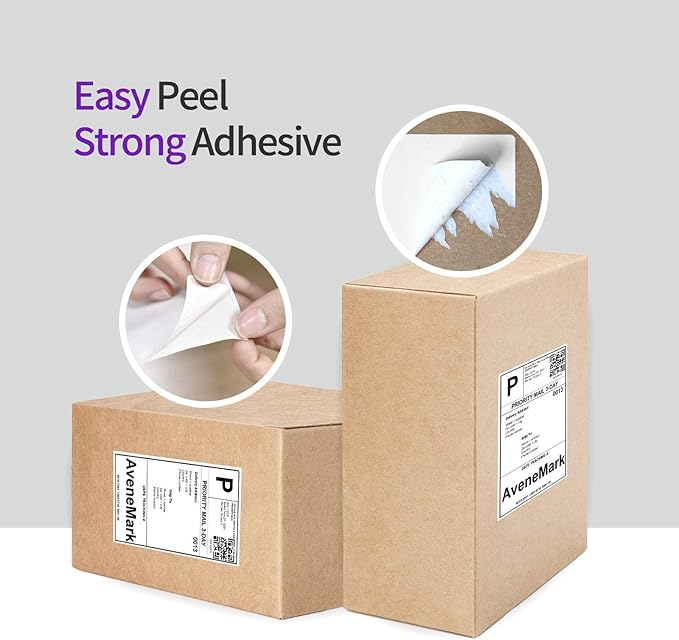 AveneMark 8 Stacks 4000 Labels 4" x 6" Fanfold Direct Thermal Labels, Postage Shipping Labels Paper with Perforated, Strong Adhesive Label for Zebra, Rollo, MUNBYN Thermal Printer,500 Labels per Stack
