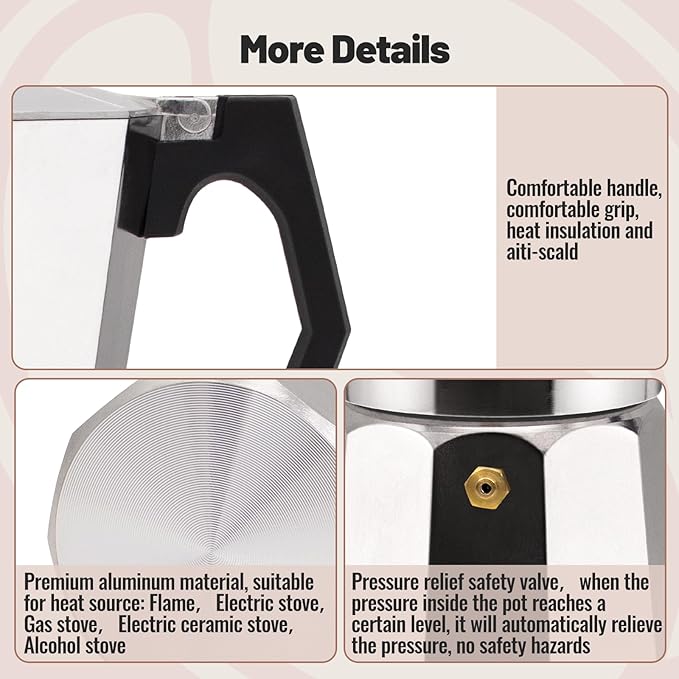 14 Cup Aluminum Moka Pot Classic Stovetop Espresso Coffee Maker 700ml 23oz Coffeemaker Percolator Mocha Pot Greca Coffee Maker Cafe Makers for Italian and Cuban Café Brewing Silver