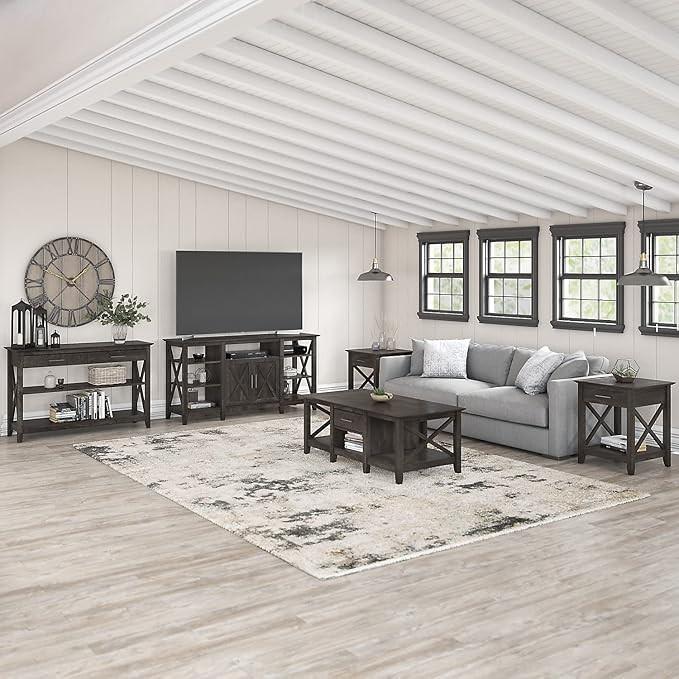 Bush Furniture Key West Coffee Table with Storage in Dark Gray Hickory