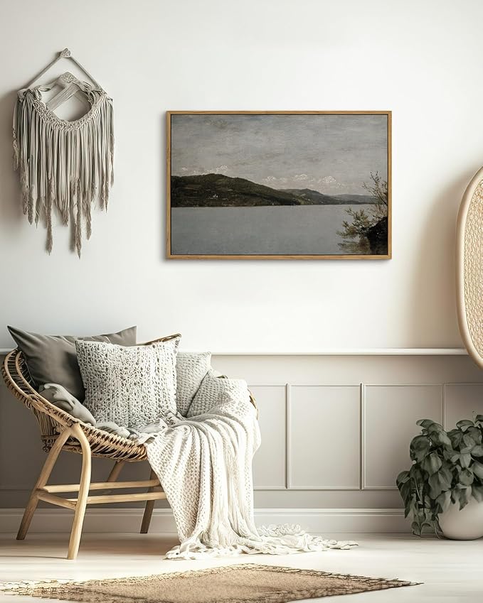 InSimSea Framed Canvas Wall Art Vintage Decor, Classical Landscape Paintings Artwork, Large Prints, Vintage Nature Decor, Retro Wall Decoration for Bedroom Living Room Bathroom, 16"x24"