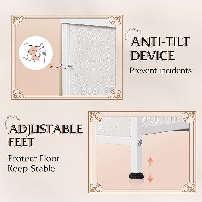 WLIVE Storage Organizer Unit with 12 Fabric Bins, Storage Drawers Organizer with Steel Frame, Tall Storage Tower Organizaton for Living Room, Hallway, Office, White