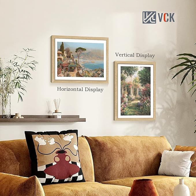 VCK 18x24 Poster Frame Set of 4 - Oak, Gallery-Quality Wood Picture Frames, 1.1-Inch Wide Border, Polished Plexiglass, Vertical or Horizontal Wall Display for Photo/Art/Prints, Natural Oak