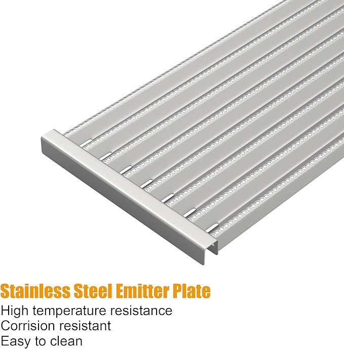 BBQ-PLUS 17'' x 6" Stainless Steel Infrared Emitter Plate and Cast Iron Grill Grates Replacement for Charbroil TRU-Infrared 2015 and Newer Commercial,Signature, Professional Series Gas Grill