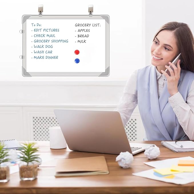 Dry Erase White Board, 24x16Inch (60x40cm) for Wall Whiteboard Aluminum Frame Hung for Kids Draw and Write Teach